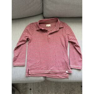 Me & Henry Red tan‎ stripe long sleeve polo size 5/6y